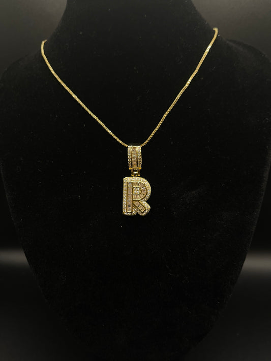 ICED BAGUETTE INITIAL NECKLACE