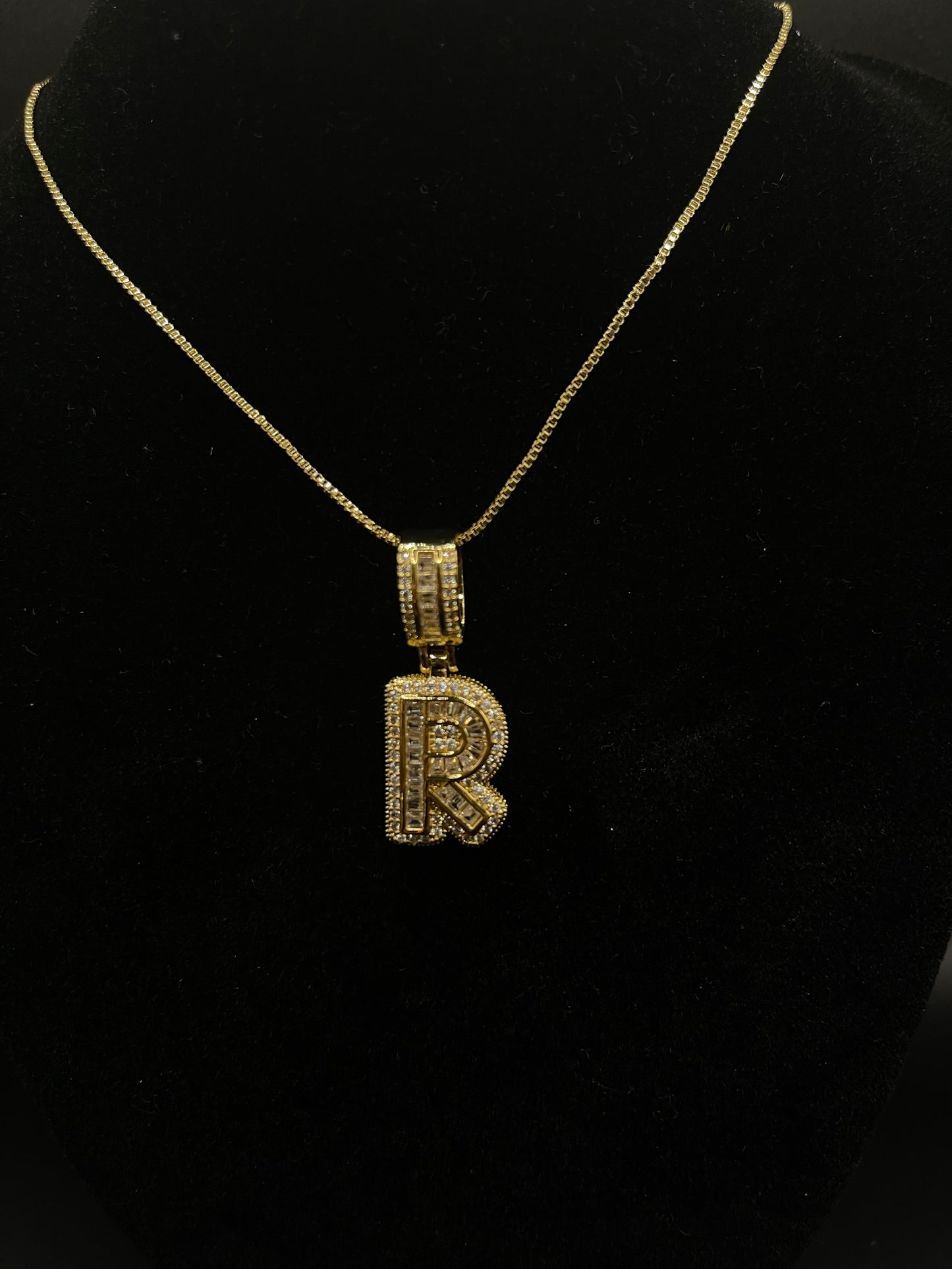 ICED BAGUETTE INITIAL NECKLACE